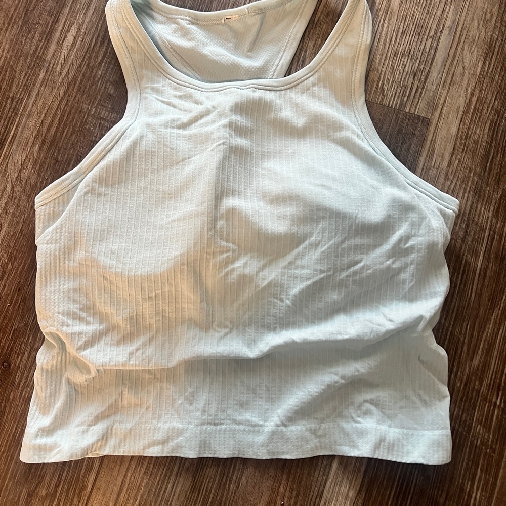Lululemon Ebb to Street Cropped Racerback Tank in sheer blue size 8 - Picture 2 of 5